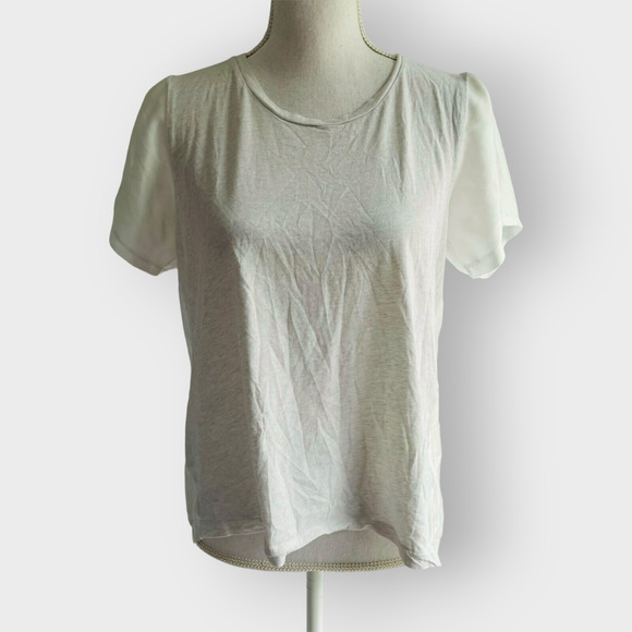 J.Crew Silky Knit White T Shirt Blouse Short Sleeve Oversize C2420 Size Small - Picture 3 of 11